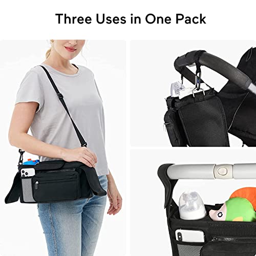 Momcozy Universal Stroller Organizer with Insulated Cup Holder Grey 