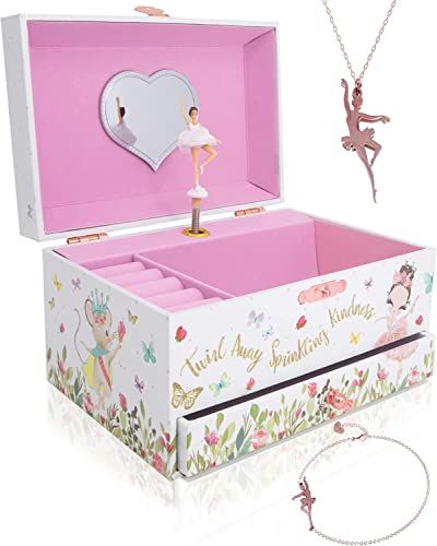 Ballerina Jewelry Music Box with Necklace and Bracelet, Ages 6+