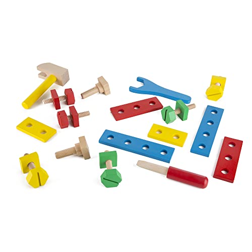 Wooden Toy Construction Tool Kit Set (24 Pieces)
