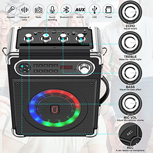 Portable Karaoke Bluetooth Speaker 2 Microphones Gift Idea For