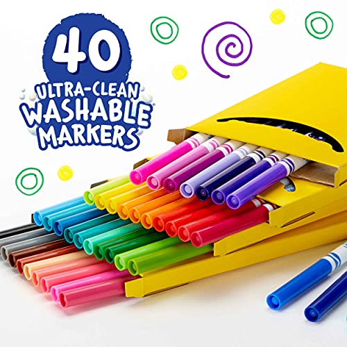 Crayola Clean Fine Line Washable Markers (40 Pack): Gift Idea For