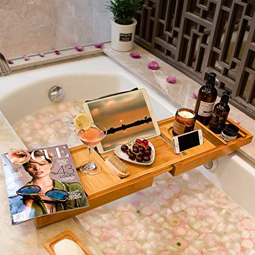 Adjustable Luxury Bamboo Bath Caddy
