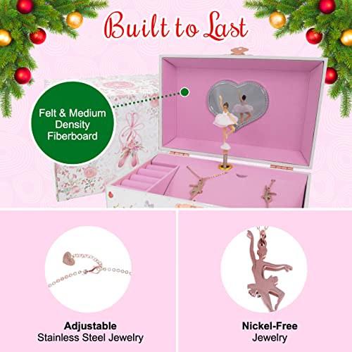 Ballerina Jewelry Music Box with Necklace and Bracelet, Ages 6+