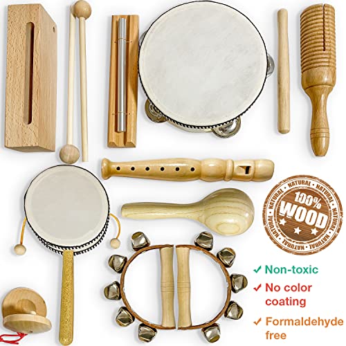 Wooden Percussion Musical Instrument Set, Ages 3+