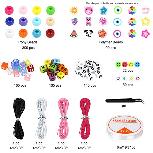 Flower clay beads, Jewelry bracelet making kit, 6 assorted colors box