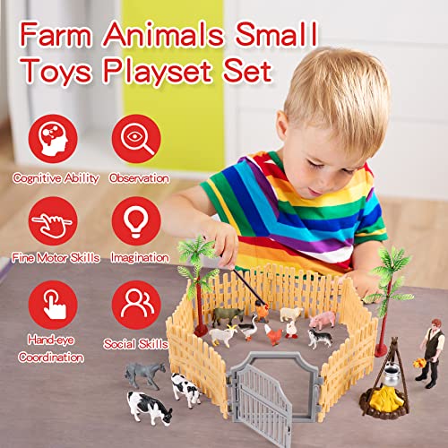 Mini Farm Animal Figurine Toys (12 Pieces), Ages 3+