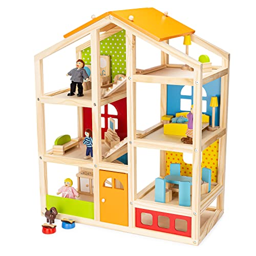 Wooden Dollhouse (20 Pieces), Ages 3+
