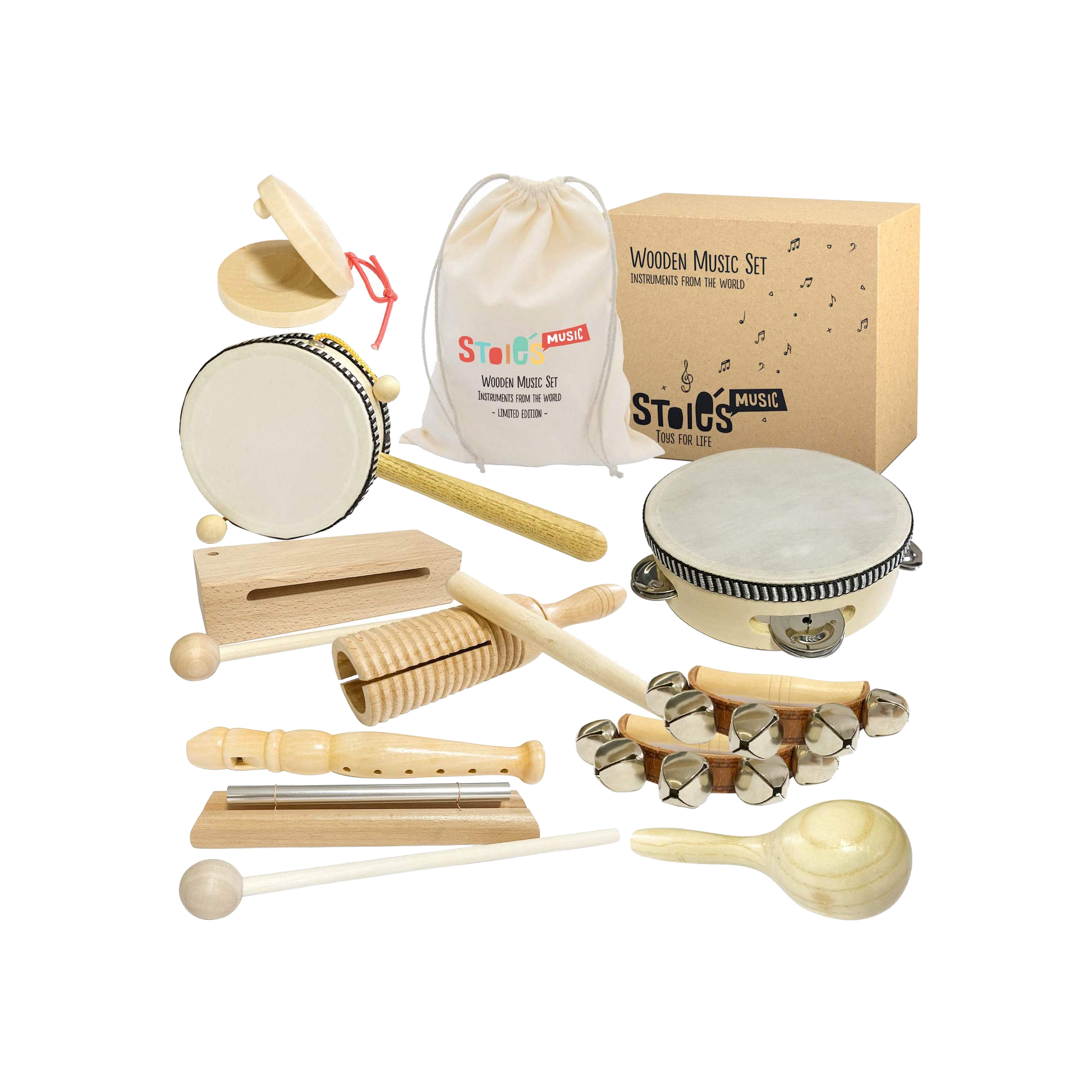 Wooden Percussion Musical Instrument Set Ages 3 Gift Idea For